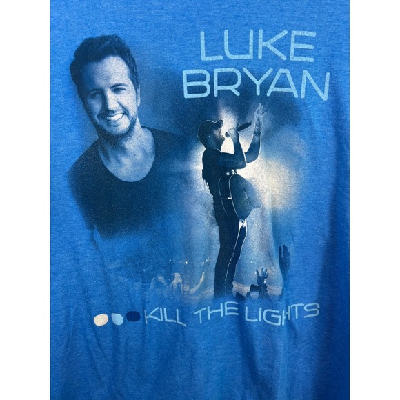 2 Luke Bryan Kill the Lights Tour T Shirt Blue & Black Graphic Concert Tshirts - Picture 4 of 14